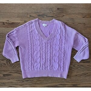 Thread‎ & Supply Harriet Lavender Cable Knit Sweater Women's LP